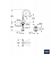 MEDIDAS MONOBLOCK LAVABO ATRIO GROHE